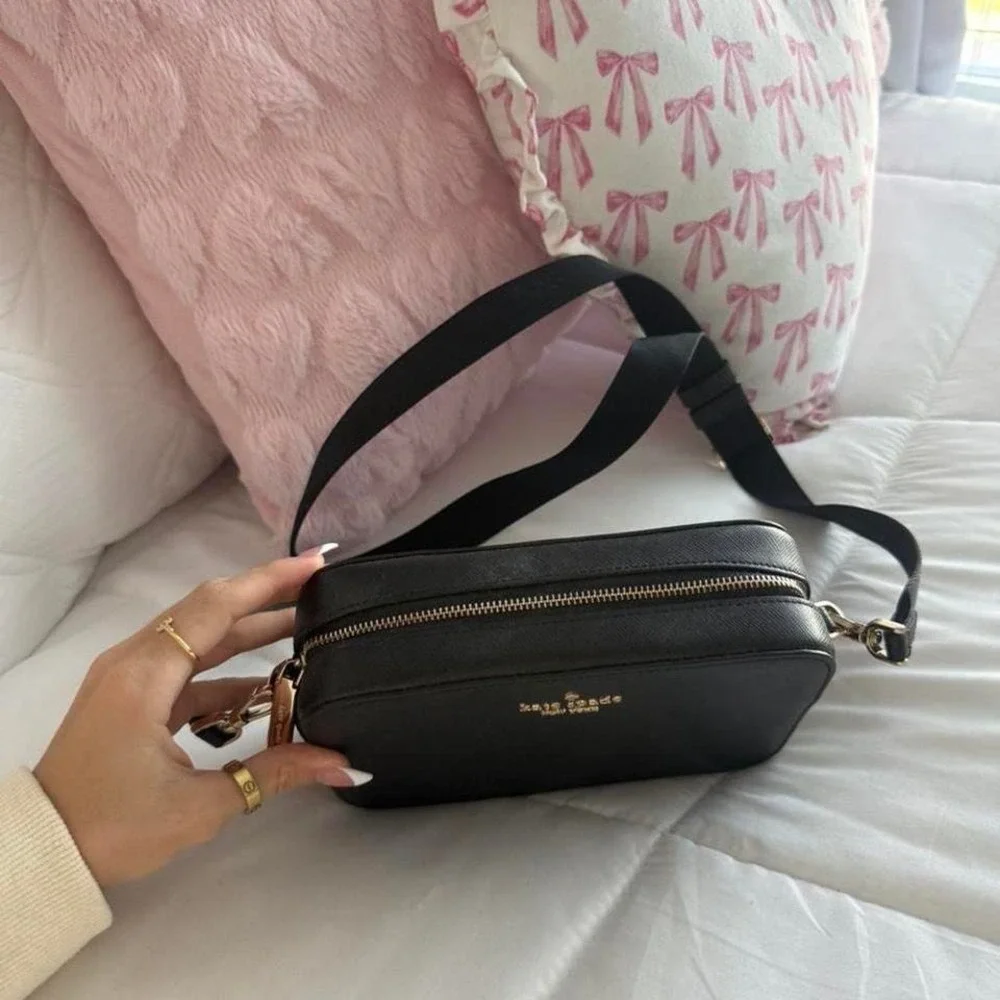 Black‎ leather Kate spade crossbody shoulder bag